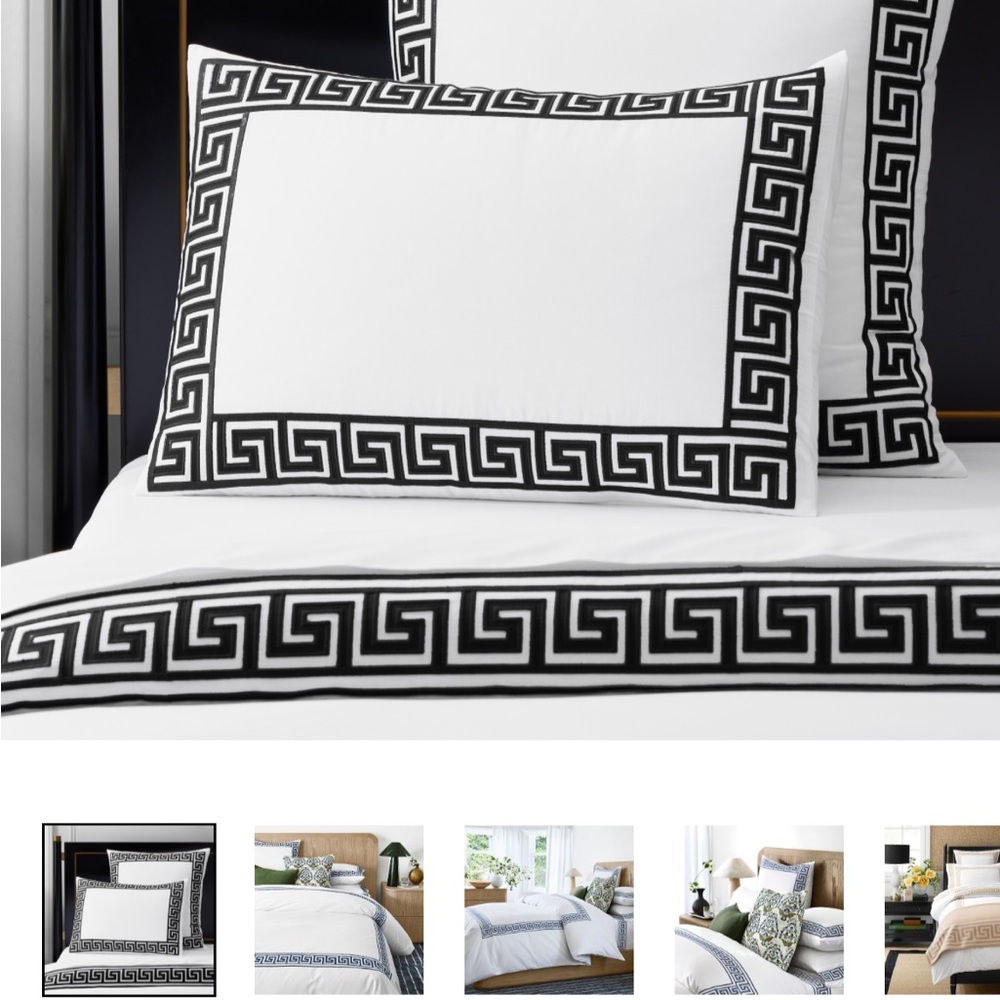 Chambers® Greek Key Euro Sham - 26 x 26 BRAND NEW - Black & White